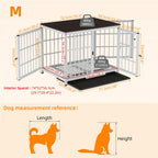 Wooden Dog Crate Furniture with Metal Frame, Large Indoor Dog Kennel End Table, Stylish Pet Cage with 3 Doors and Removable Tray