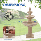 Large Cascading Resin Floor Standing Water Fountain With Pump For Indoor Outdoor Patio Yard Home Garden Decor