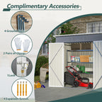 6x4 Ft Heavy Duty Metal Outdoor Storage Shed Lockable Double Doors with Floor Frame All Weather Utility Cabinet Backyard Patio