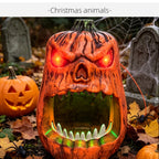 Halloween Horror Skull Face Pumpkin Candy Storage Box Voice-activated Glowing Pumpkin Ornaments Holiday Decorations  Birthday