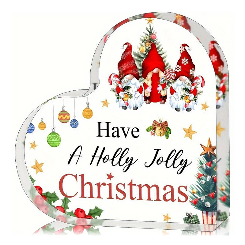 Christmas Atmosphere Heart Acrylic Ornament Desktop Decoration Transparent Stand