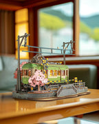 Robotime Sakura Journey Tram 3D Wooden Puzzles with LED Lights Home Decor Gift for Adults Women Girls