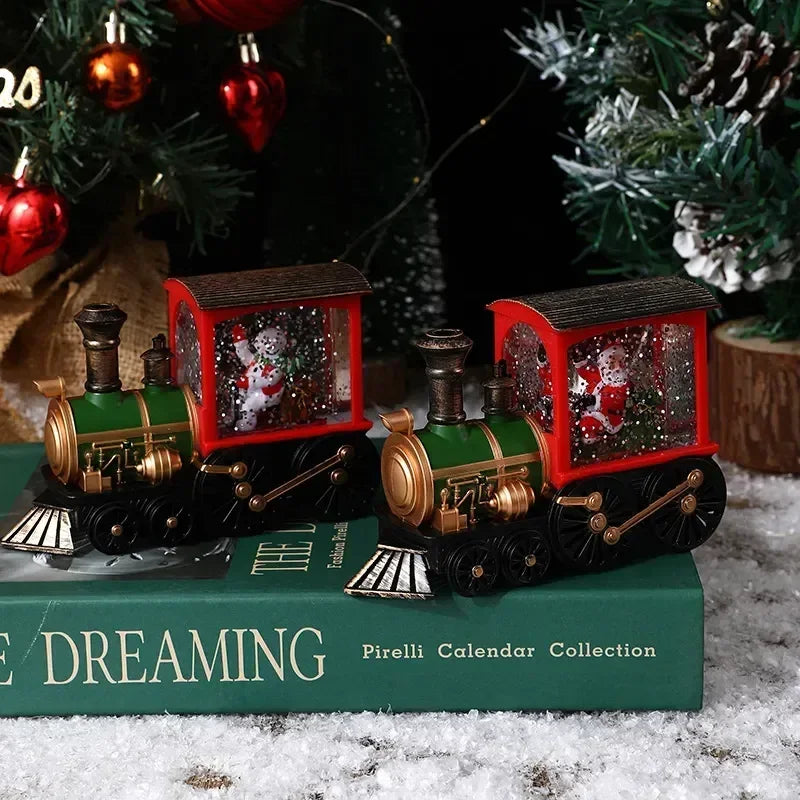 Christmas Gift Christmas Crystal Ball Ornaments LED Lights Train Santa Claus Merry Christmas Decoration for Home Party Xmas