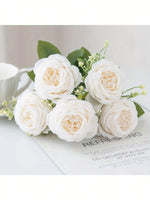 4pcs Artificial Peony Flowers - UV Resistant Real Touch Fake Bouquet For Garden Patio Wedding Engagement Decor, Versatile Home Decor Without Container