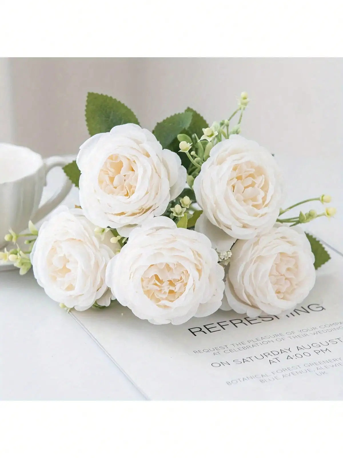 4pcs Artificial Peony Flowers - UV Resistant Real Touch Fake Bouquet For Garden Patio Wedding Engagement Decor, Versatile Home Decor Without Container