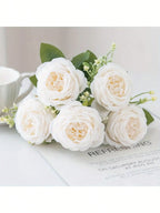 4pcs Artificial Peony Flowers - UV Resistant Real Touch Fake Bouquet For Garden Patio Wedding Engagement Decor, Versatile Home Decor Without Container