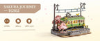Robotime Sakura Journey Tram 3D Wooden Puzzles with LED Lights Home Decor Gift for Adults Women Girls