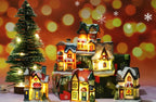 Christmas Led Light House Christmas Tree Ornaments LED Resin Small Village House Xmas Glow Decor Gift Happy New Year Decors DC05