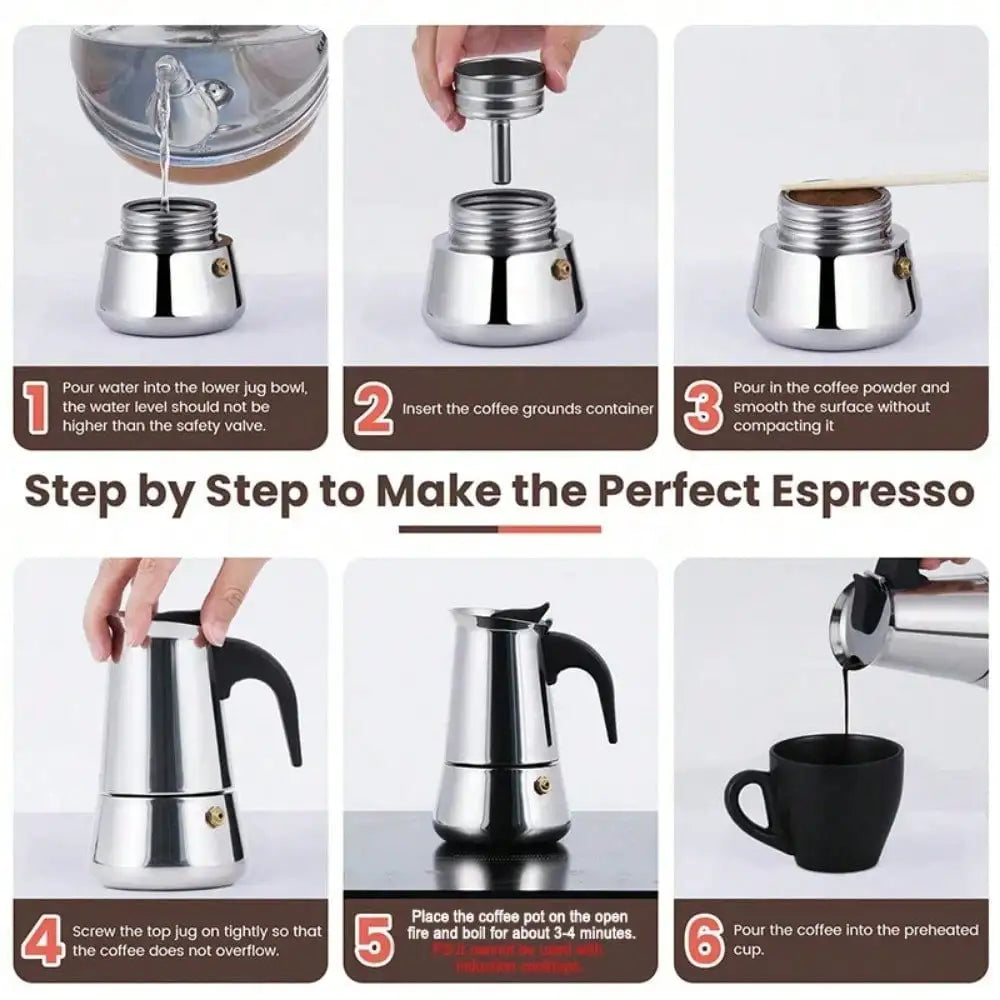 12Cup Coffee Maker Stainless Steel Espresso Maker 600ML Moka Pot Espresso Maker For Home Kitchen Camping Coffee Pot