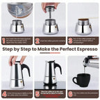 12Cup Coffee Maker Stainless Steel Espresso Maker 600ML Moka Pot Espresso Maker For Home Kitchen Camping Coffee Pot