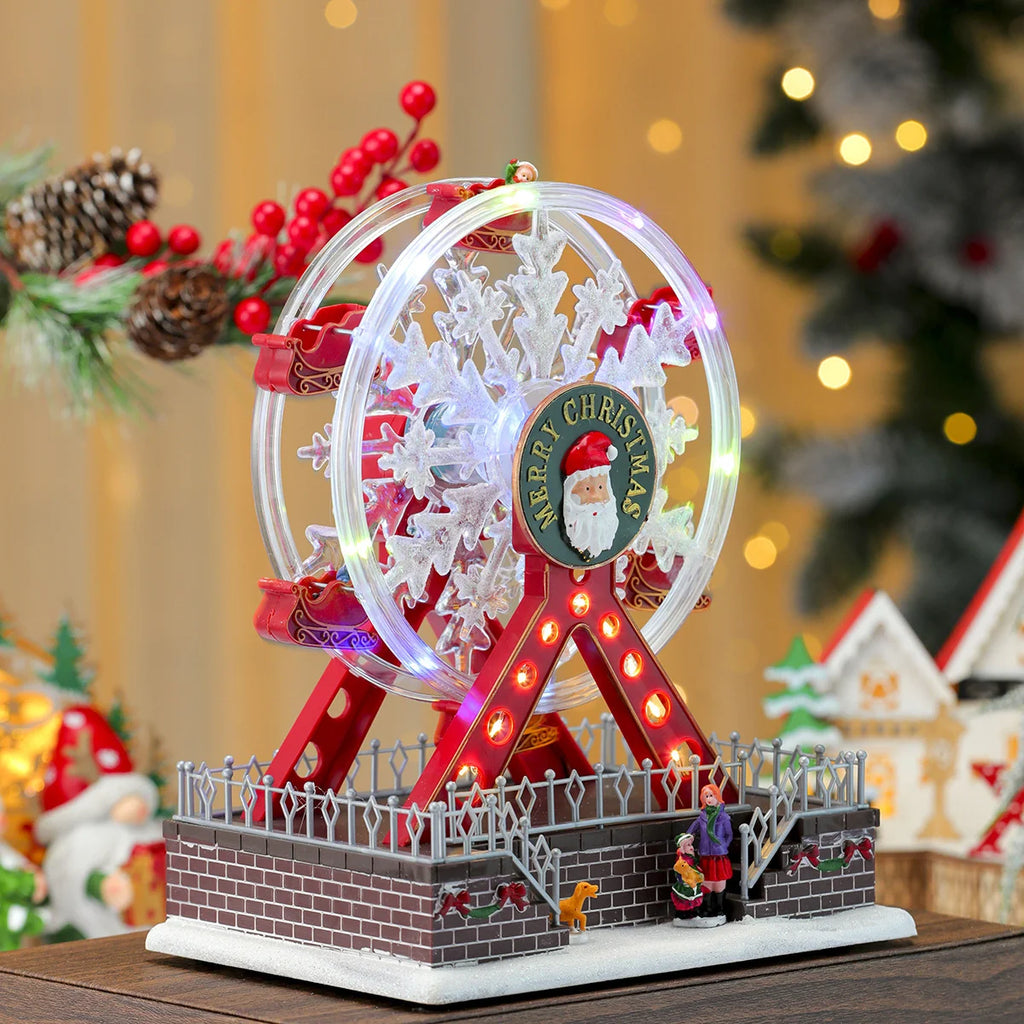 Christmas Shine Ferris Wheel Music Box Desktop Ornament Living Room Bedroom Store Display Window Festive Atmosphere Decoration