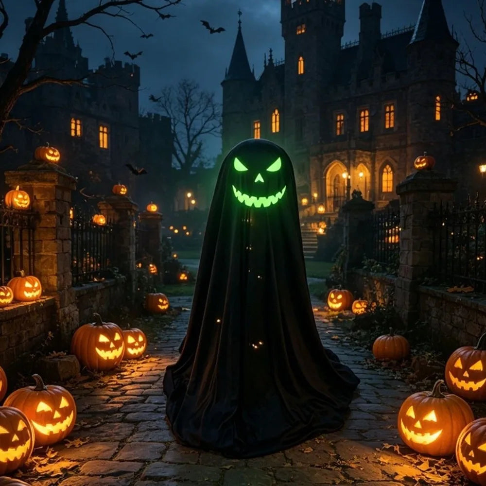 Luminous Halloween Standing Ghost Decor Adjustable Gothic Outdoor Light-up Ghost ED Lights Soft LED Lights Halloween Decor Prop