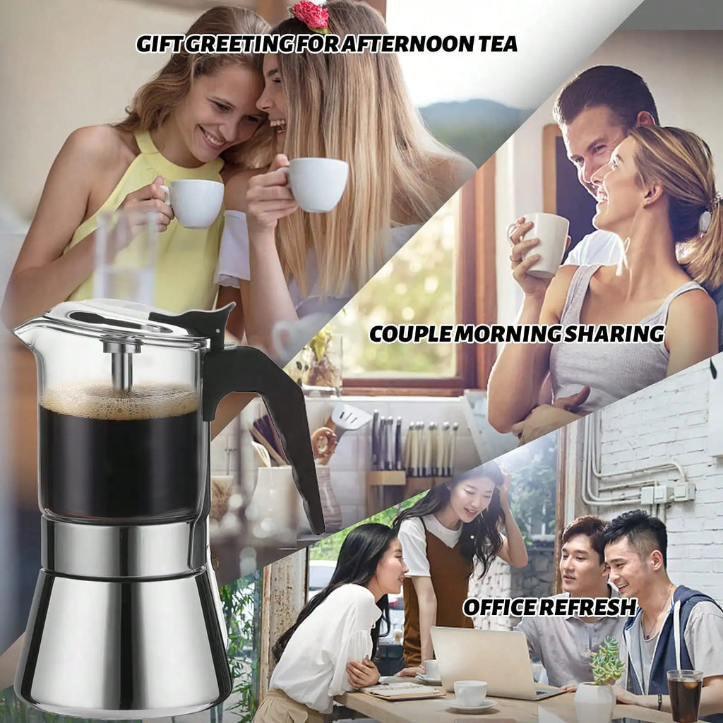 12Cup Coffee Maker Stainless Steel Espresso Maker 600ML Moka Pot Espresso Maker For Home Kitchen Camping Coffee Pot