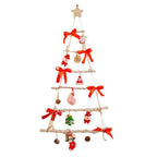 Christmas Tree Wall Decoration Glowing LED Red Bow Snowman Pine Cone Festive Home Indoor Hanging Accessory Set