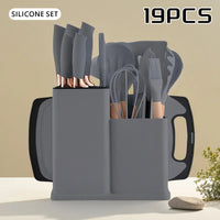19-in-1 Kitchen Knife & Silicone Utensil Combo Set, Heat Resistant Cooking Tools with Detachable Storage Organizer