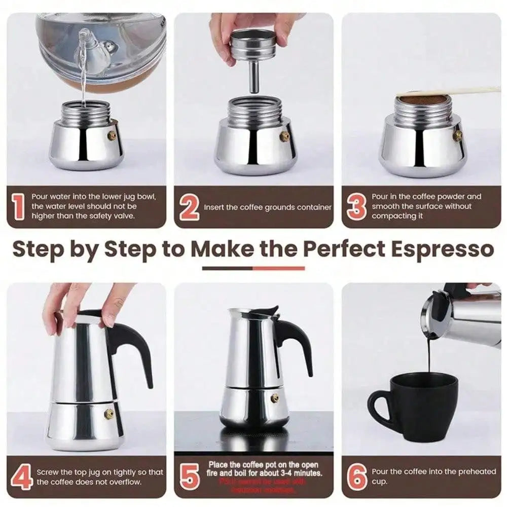 12Cup Coffee Maker Stainless Steel Espresso Maker 600ML Moka Pot Espresso Maker For Home Kitchen Camping Coffee Pot