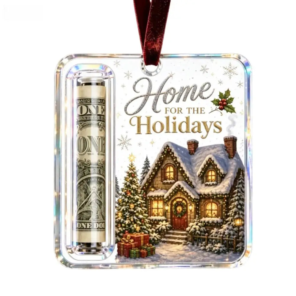 Christmas Cartoon Snowman Elk Santa Claus Acrylic Money Holder Merry Christmas Tree Hanging Ornaments Xmas Tree Pendant Gifts