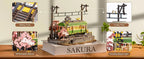 Robotime Sakura Journey Tram 3D Wooden Puzzles with LED Lights Home Decor Gift for Adults Women Girls