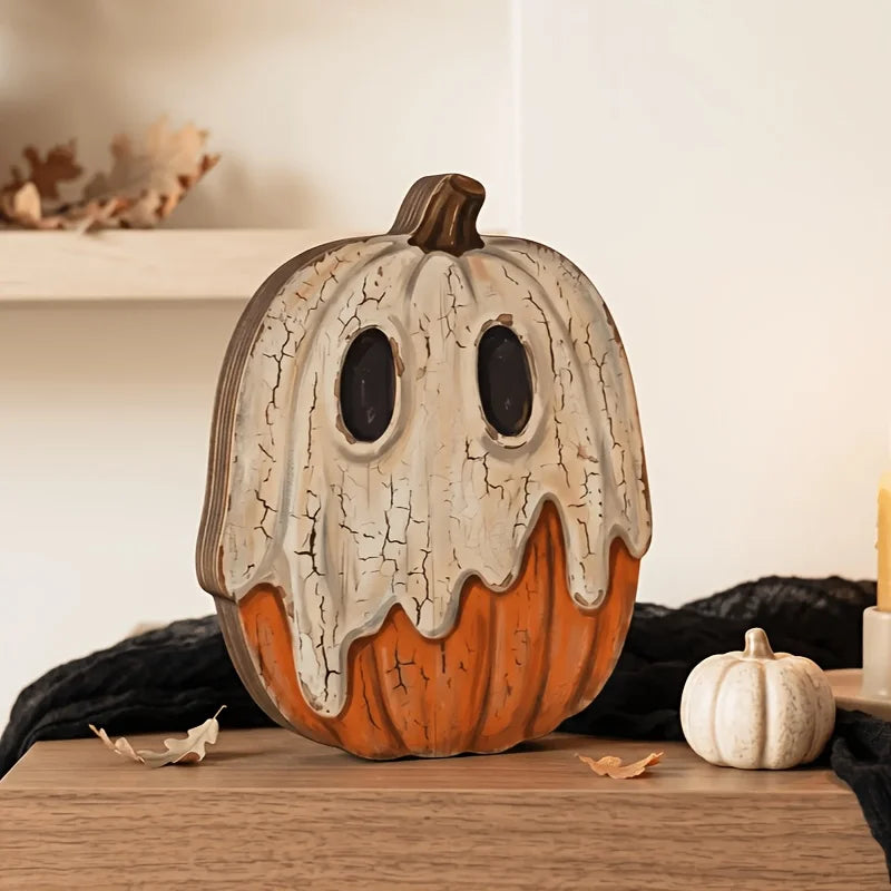 Halloween Interior Decoration Autumn Decoration Retro Wooden Blocks Shelf Decoration Ghosts Black Cats Pumpkins Skeletons Witche