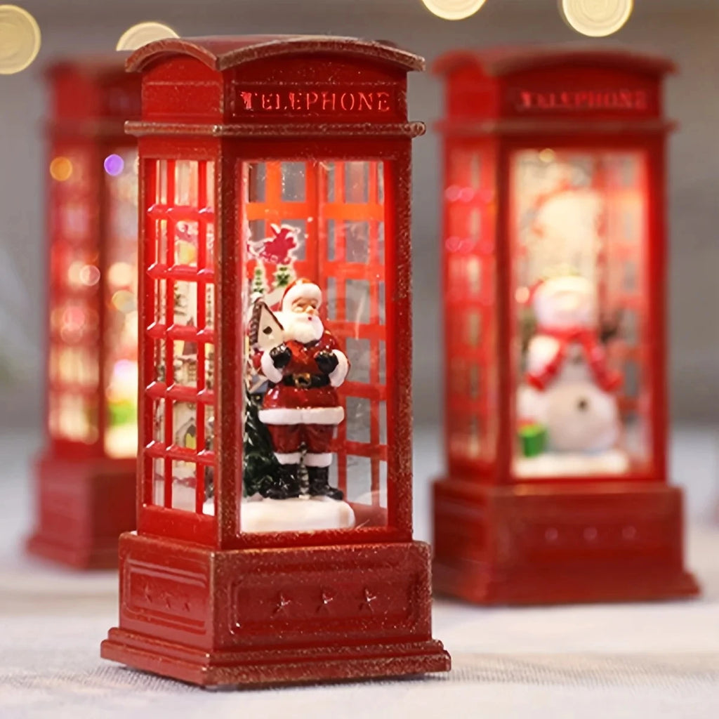 Christmas Phone Booth Lights Santa Claus Snowman Gifts Window Scene Ornament Christmas Party Decortion Xmas Party Home