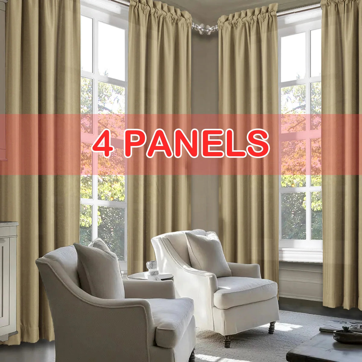 4pcs Light Filtering Curtains - Elegant Colour Fade-Resistant Polyester with Rod Pocket Design, Perfect for Living Room, Bedroom