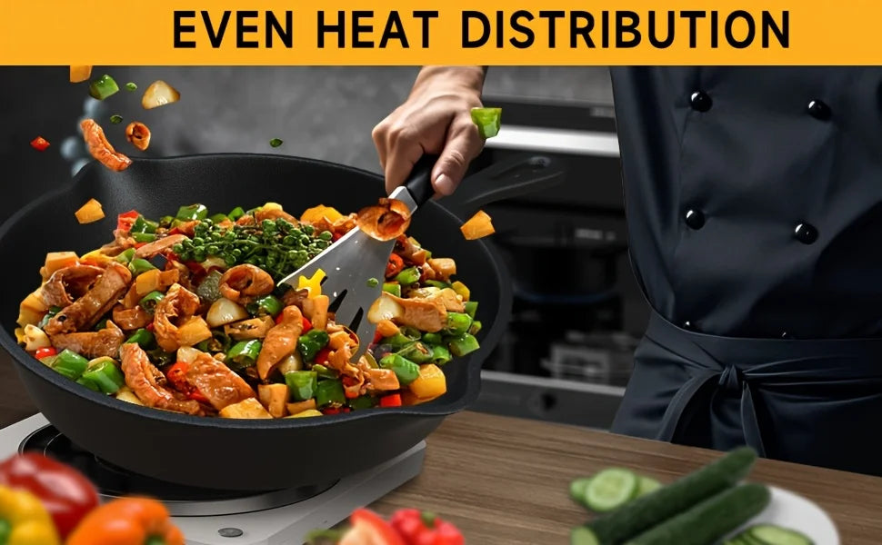 3PCS Cast Iron Skillet Set (6/8/10 Inch)  Pre-Seasoned, Heavy-Duty Pans for Oven, Grill & Campfire, Even Heat, Non-Stick Surface