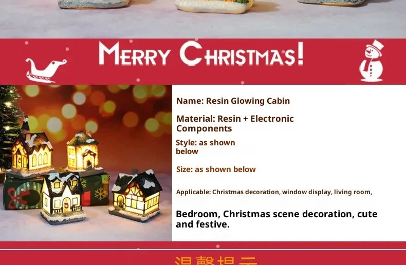 Christmas Led Light House Christmas Tree Ornaments LED Resin Small Village House Xmas Glow Decor Gift Happy New Year Decors DC05
