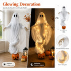 Halloween Pumpkin and Ghost Ambient Lights Outdoor Yard Decorations Ghost Garden Ornaments Haunted House Decoration Props