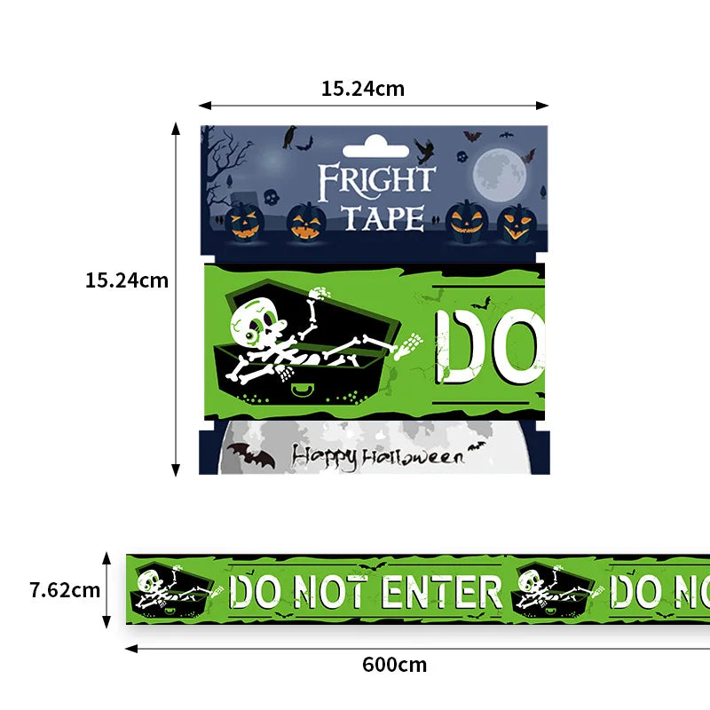 Halloween Party Decoration Warning Tape Scary Caution Tape Roll Hazard Warning Tape Indoor Outdoor Spooky DIY Prop Decorations