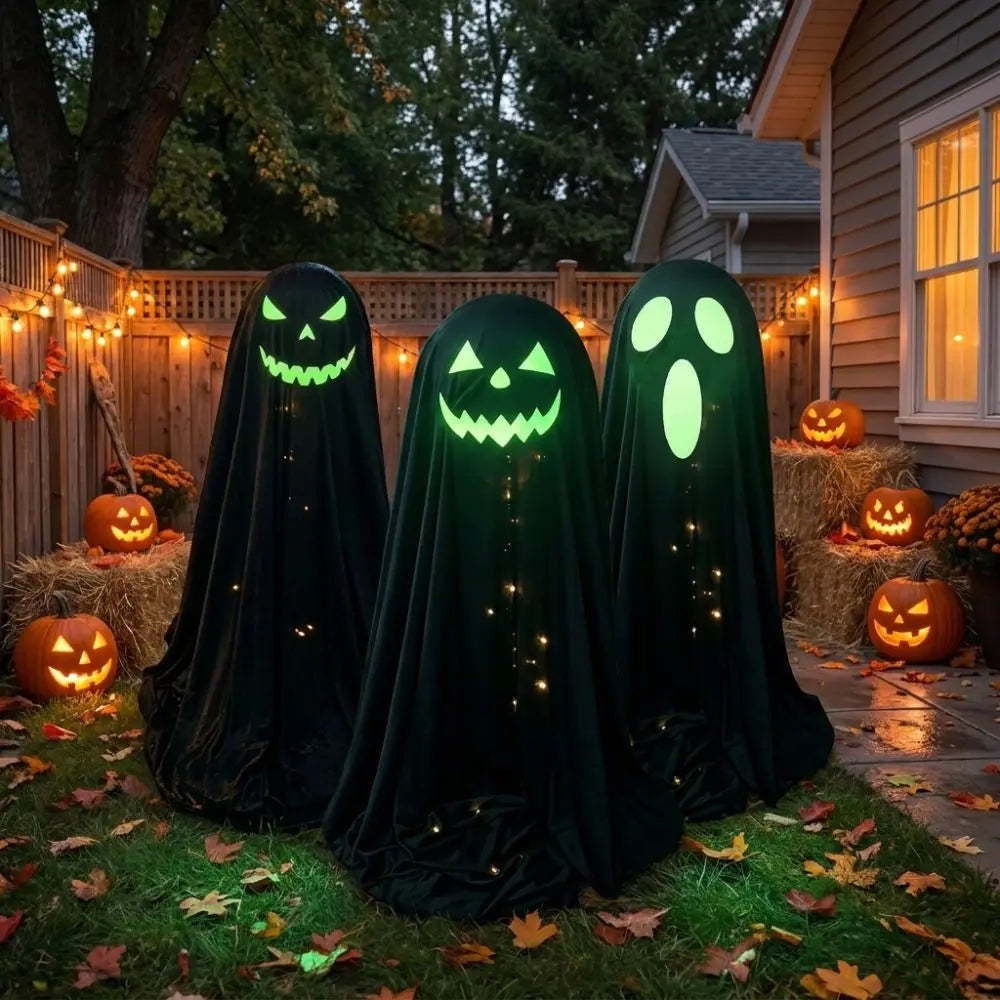 Luminous Halloween Standing Ghost Decor Adjustable Gothic Outdoor Light-up Ghost ED Lights Soft LED Lights Halloween Decor Prop