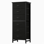 JHK Tall 6 Fabric Drawer Dresser  for Bedroom Wood Top and Metal Frame Skinny Chest of Drawers Narrow Storage Tower with Organization Furniture