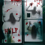 【H】Halloween Stickers Horror Blood Hand Print Door Stickers Window Bathroom Shadow Glass Female Ghost Wall Decal Halloween Decor