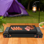 Portable Dual-Burner Camping Stove with Carrying Case 2500W Power Per Burner Ideal for Outdoor Cooking Picnics Camping Trips