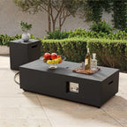 42 Rectangular Propane Fire Pit Table 50,000 BTU Fireplace Table with Wind Guard, Lid, Rocks and Cover, Fire Pits & Outdoor