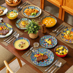 Vancasso 12/16/18/24 Piece Ceramic Dinnerware Set Stoneware Bohemian Style with Dinner/Dessert Plate/Cereal/Pasta Bowl For 6