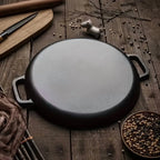 Multifunctional Cast Iron Skillet Non-Stick Design for Pizza Grilling Pancakes Compatible with All Stove Types
