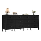 JHK 12 Fabric Cabinet For Living Room Drawers Beside Nightstand Tables Wood Top Entertainment Center Large Fabric TV Consoles for Bedroom Up to 80'' TVs Storage Closet Chest Clothes Display Of Furniture