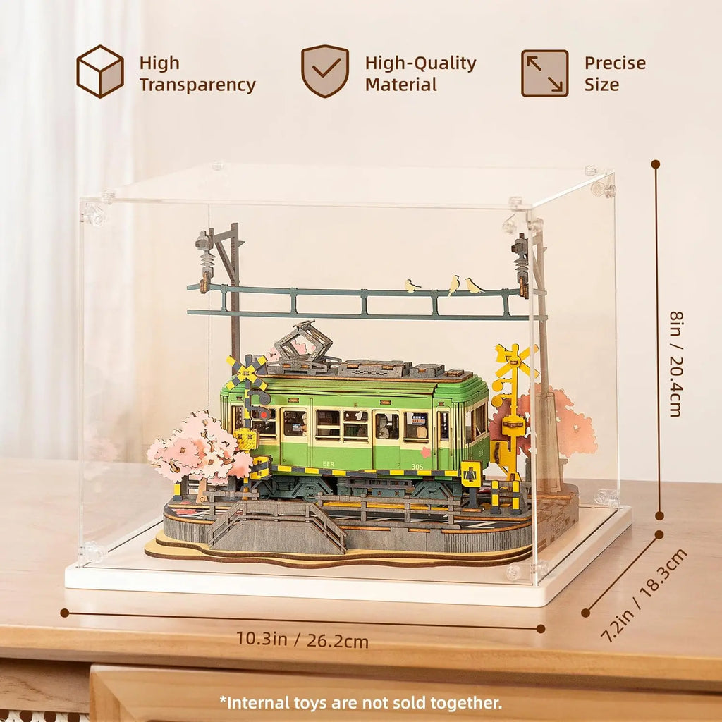 Robotime Sakura Journey Tram 3D Wooden Puzzles with LED Lights Home Decor Gift for Adults Women Girls