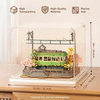 Robotime Sakura Journey Tram 3D Wooden Puzzles with LED Lights Home Decor Gift for Adults Women Girls
