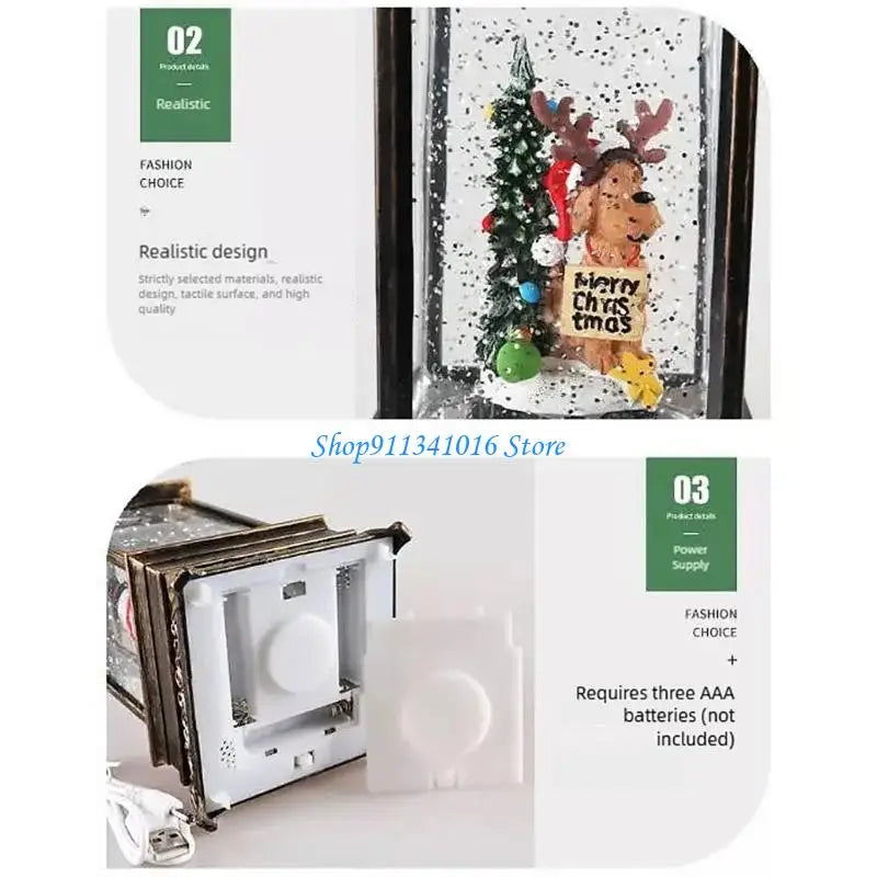 Christmas Decorative Snow Lanterns with LED Light Automatic Snowfall Effect Battery Operated Holiday Homes Decors