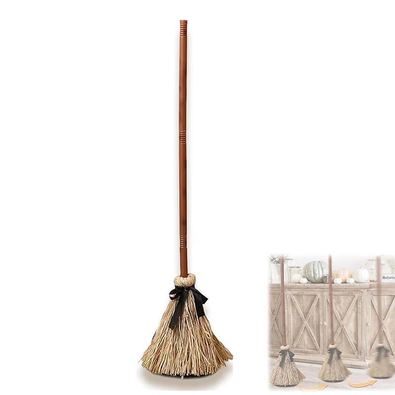 Halloween Floating Witch Broom with Witch Hat Haunted Dancing Moving Prop with Ghost Sounds Terror Atmosphere Home Party Decor