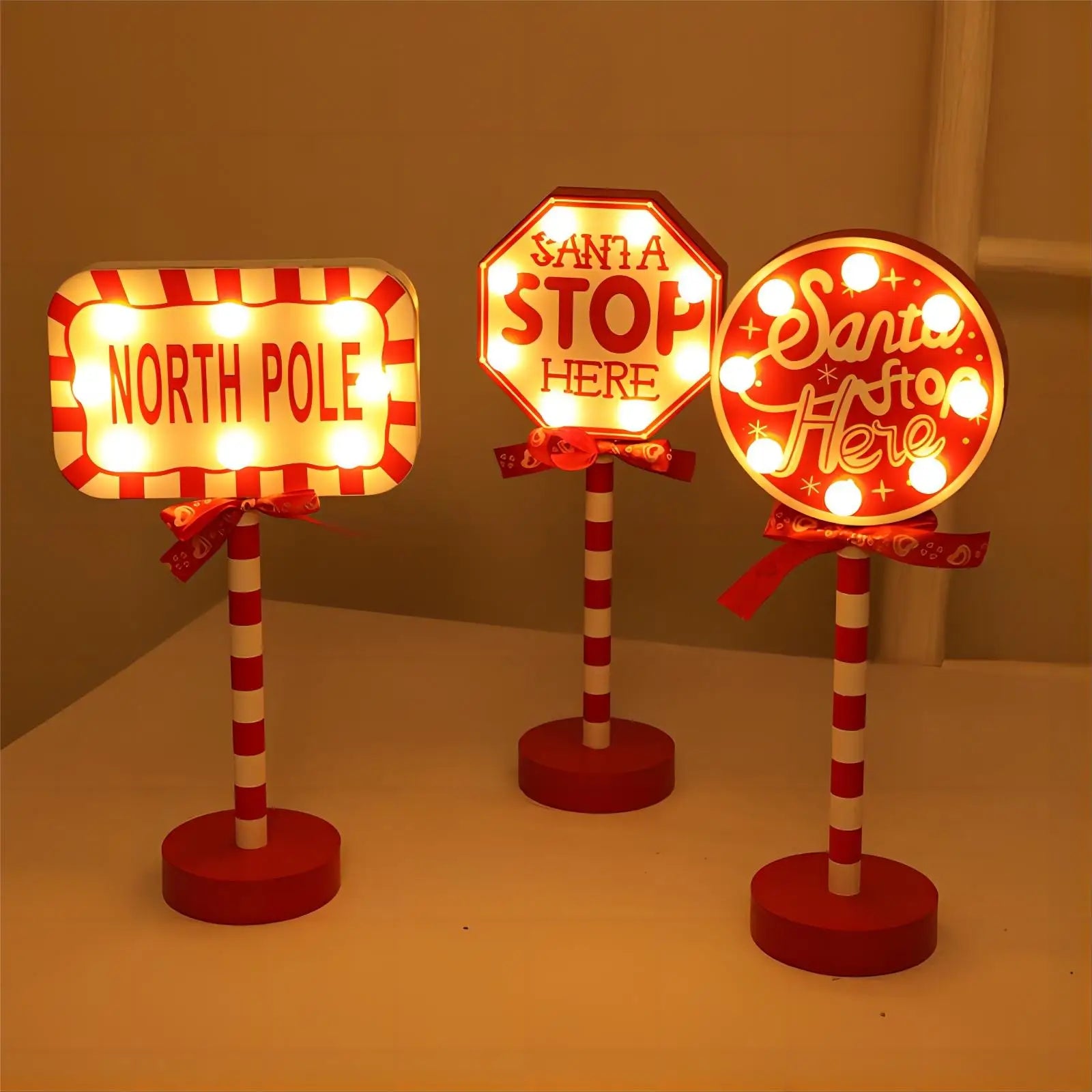 Christmas Stop Here Decor Santa Stop Here Tree Topper Desk Lamp LED Santa Stop Here Tree Topper Window Decorative Lights