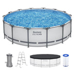 Steel Pro MAX  Above Ground Pool, Round Metal Frame Outdoor Swimming Pool Set with Filter Pump, Ladder, and, Custom