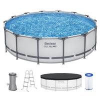 Steel Pro MAX  Above Ground Pool, Round Metal Frame Outdoor Swimming Pool Set with Filter Pump, Ladder, and, Custom