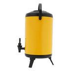 10L Stainless Steel Insulated Beverage Dispenser, Yellow Round Tabletop Drink Server with Spout, Hot & Cold Drink Dispenser