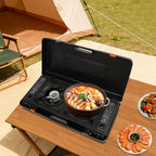 Portable Dual-Burner Camping Stove with Carrying Case 2500W Power Per Burner Ideal for Outdoor Cooking Picnics Camping Trips