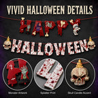 Halloween Ceiling Hangings: Skeletons, Mummies, Bloodstained Handprints, Bat Garlands. Kids Halloween Home Decor