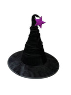Halloween crumpled witch hat party, witch hat black velvet witch costume makeup accessories hat decorations