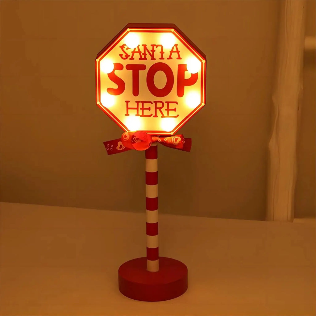 Christmas Stop Here Decor Santa Stop Here Tree Topper Desk Lamp LED Santa Stop Here Tree Topper Window Decorative Lights
