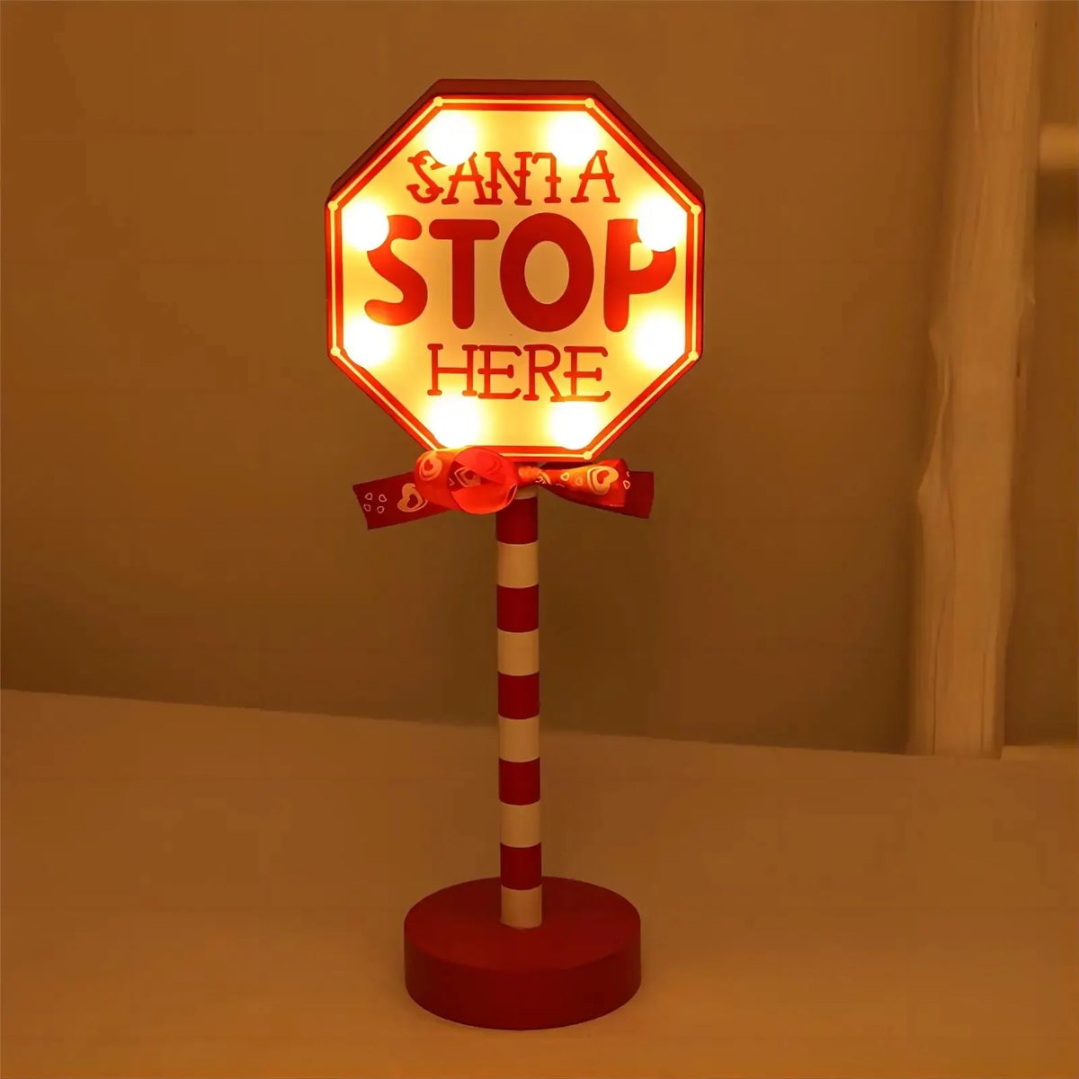 Christmas Stop Here Decor Santa Stop Here Tree Topper Desk Lamp LED Santa Stop Here Tree Topper Window Decorative Lights